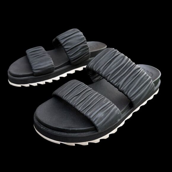 Sorel Women's Roaming Two Strap Slides Black Size 7.5 Leather Sandals - Picture 14 of 16
